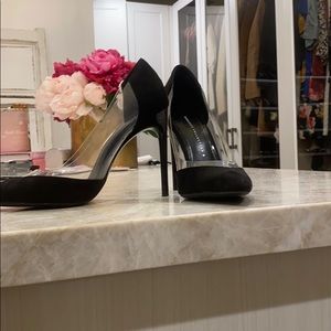 Black Zara suede/clear pumps